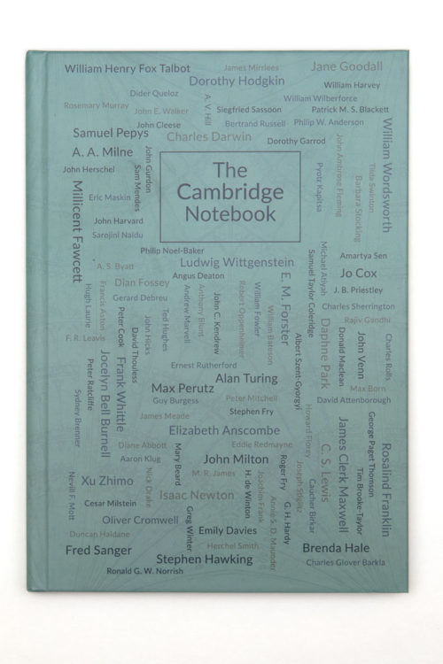 The Cambridge Notebook spines - the cover includes Hawking, Jo Cox, Jane Goodall amongst over 200 other people that have changed our lives
